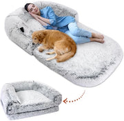 Hosenett - Cuscino per Cani Gigante 180x115x25cm - Opiegaibile - Piuma di Poliestere - Antiscivolo - Sacco di Tela - Alta Assorbimento Spongia - Cappotto per Cani