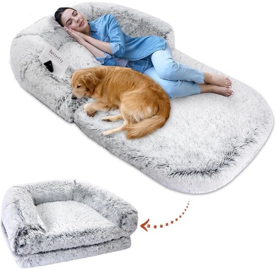 Hosenett - Cuscino per Cani Gigante 180x115x25cm - Opiegaibile - Piuma di Poliestere - Antiscivolo - Sacco di Tela - Alta Assorbimento Spongia - Cappotto per Cani