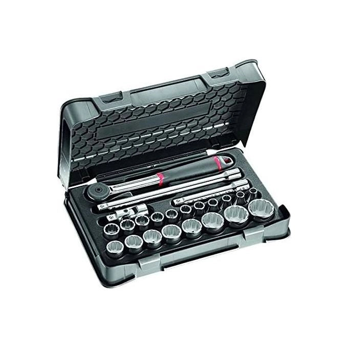 USAG U06060301 606 1-2 A Set Chiavi a Bussola 23 Pezzi con Cricchetto Reversibile IP51 Prolunghe e Snodo Cardanico colore Nero