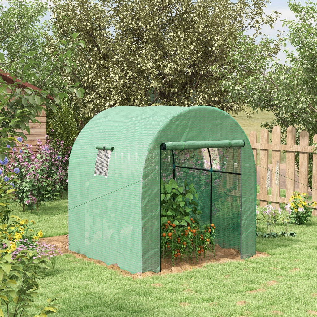 Serra Tunnel da Giardino ¨C Xylo ¨C 2 Porte 2 Finestre Telaio Acciaio Copertura PE Anti-UV Verde