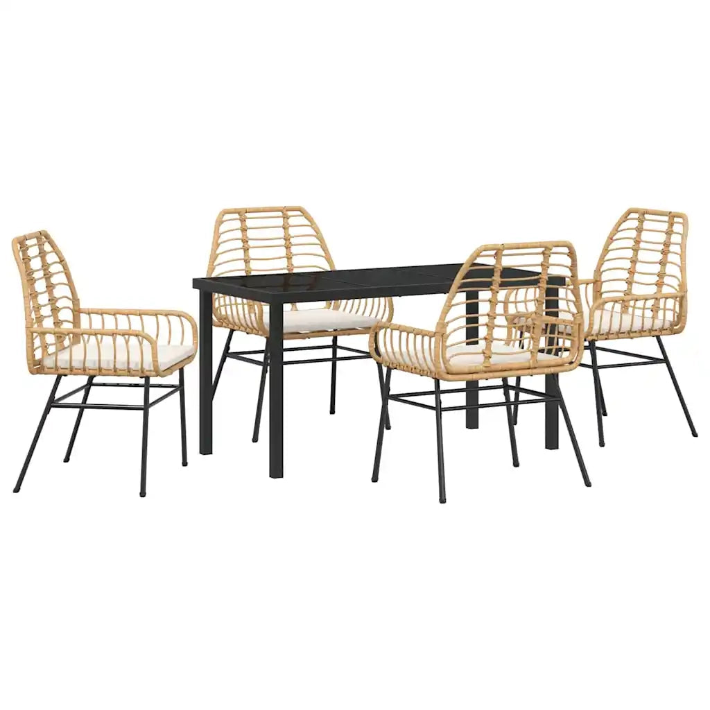 Set da Pranzo per Giardino 5 pcs Marrone polyrattan