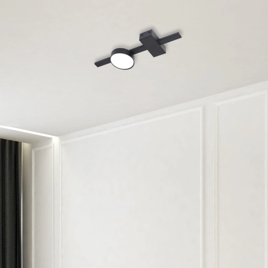 Faretto soffitto nero rotondo barra GX53 10W Polux
