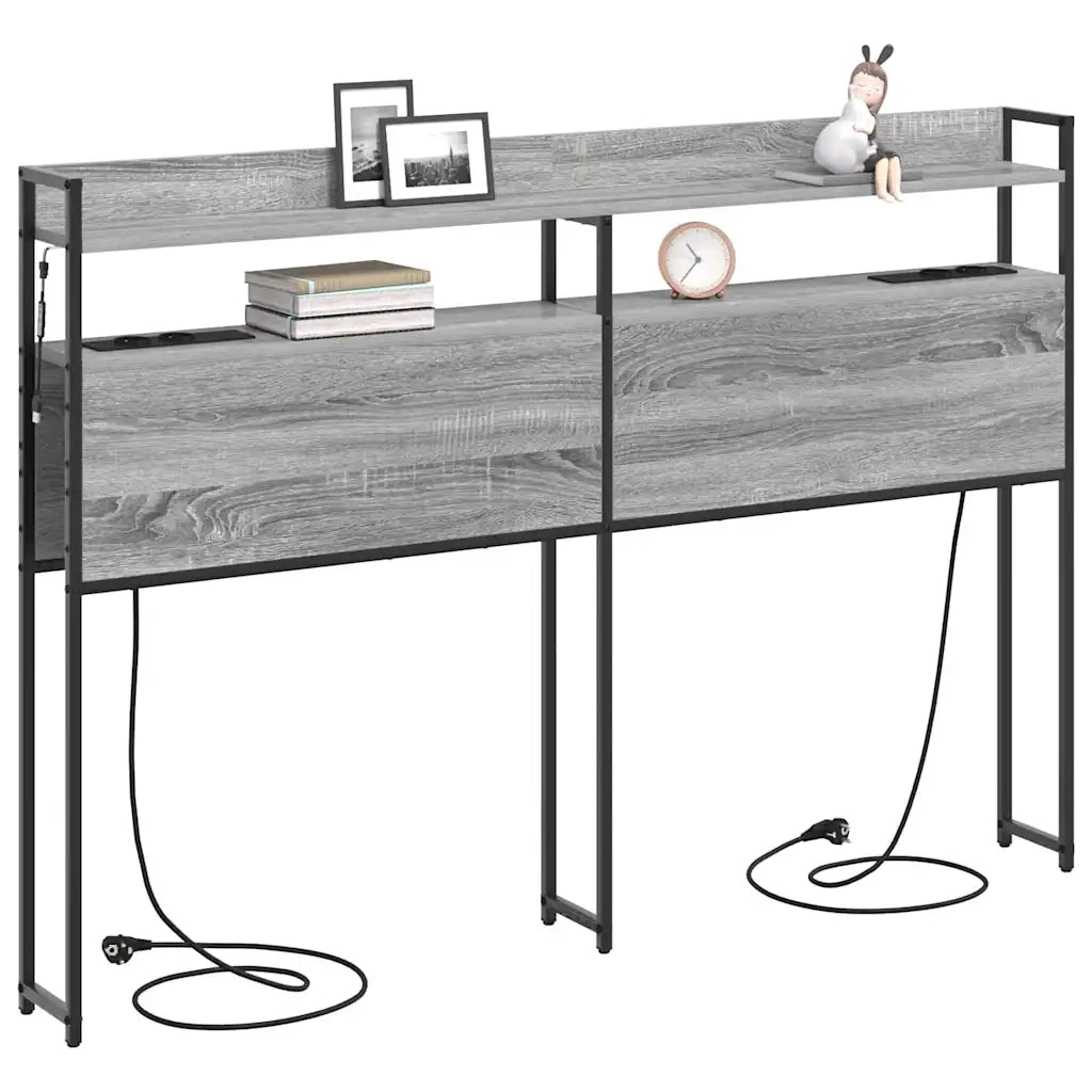 Testiera con lo scaffale-Testata contenitore Grigio sonoma 150 cm Legno multistrato