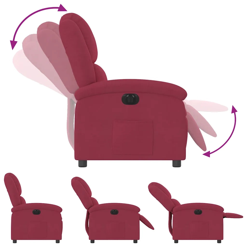 Poltrona Elettrica Reclinabile Rosso Vino in Tessuto 3204283
