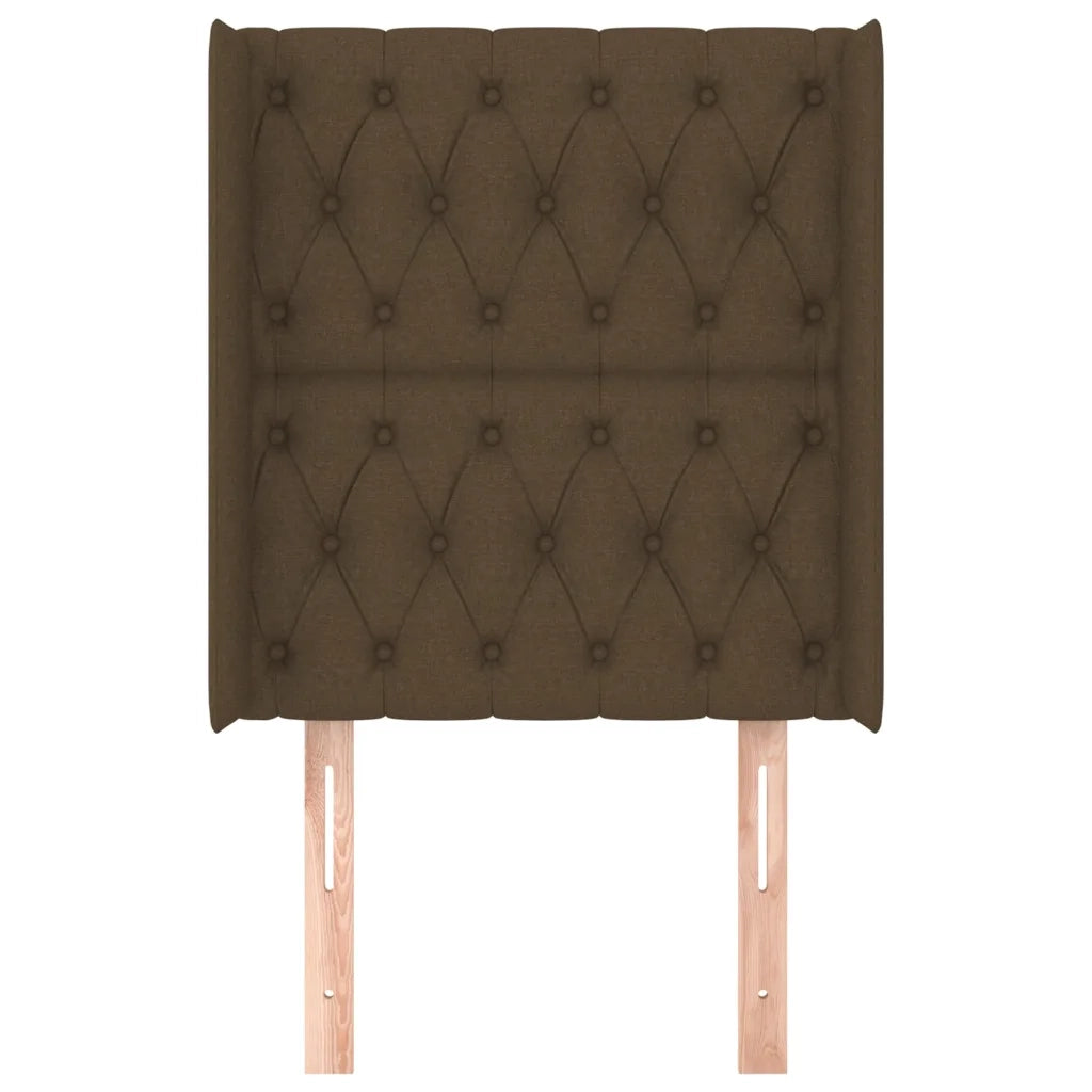 Testiera ad Orecchio-Testata con Orecchie Marrone Scuro 83x16x118/128 cm in Tessuto 323003