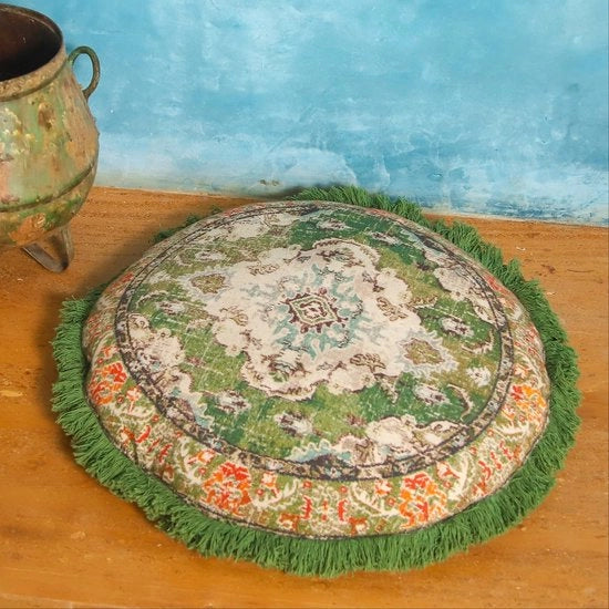 Cuscino di supporto meditativo 60 cm - Copertura rotonda boho chic - Cuscino - Pizzo in cotone - Soffice e lussuoso - Ideale per comfort e eleganza - Cuscino di supporto