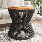Tavolino Base in Filo Metallico Nero Ø 45x44 cm Massello Acacia 365637