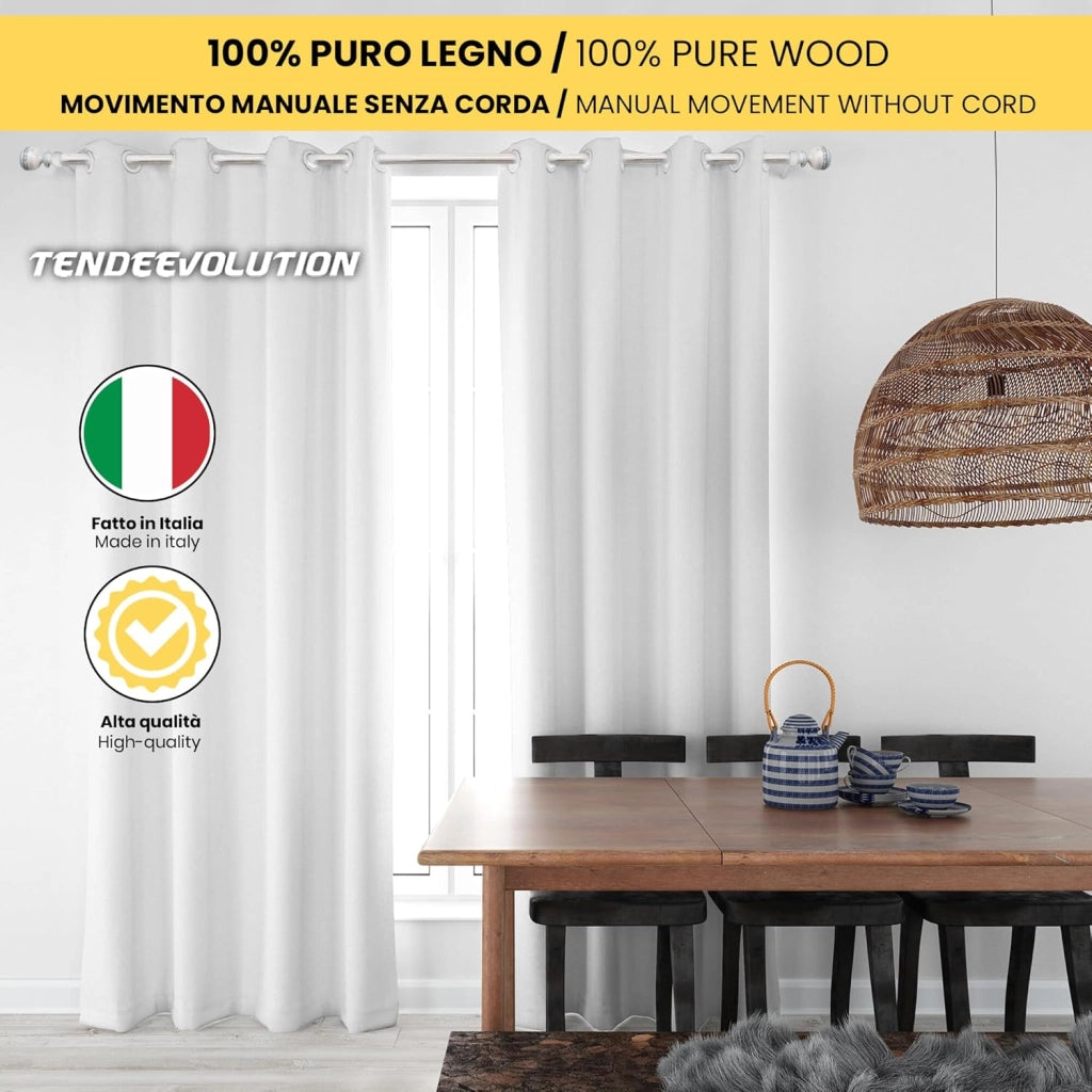 Bastone Tenda in Legno di Alta Qualità, diametro 35 mm a strappo colore muffato terminale pagoda lunghezza 240 CM