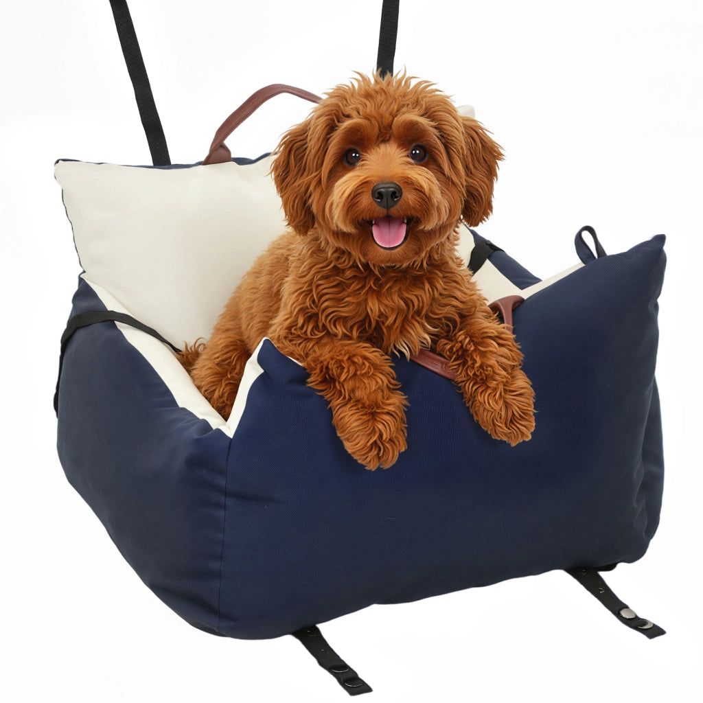 Sedia da auto per cani imbottita con cintura di sicurezza ¨C Minimal ¨C 49x53x36cm blu scuro