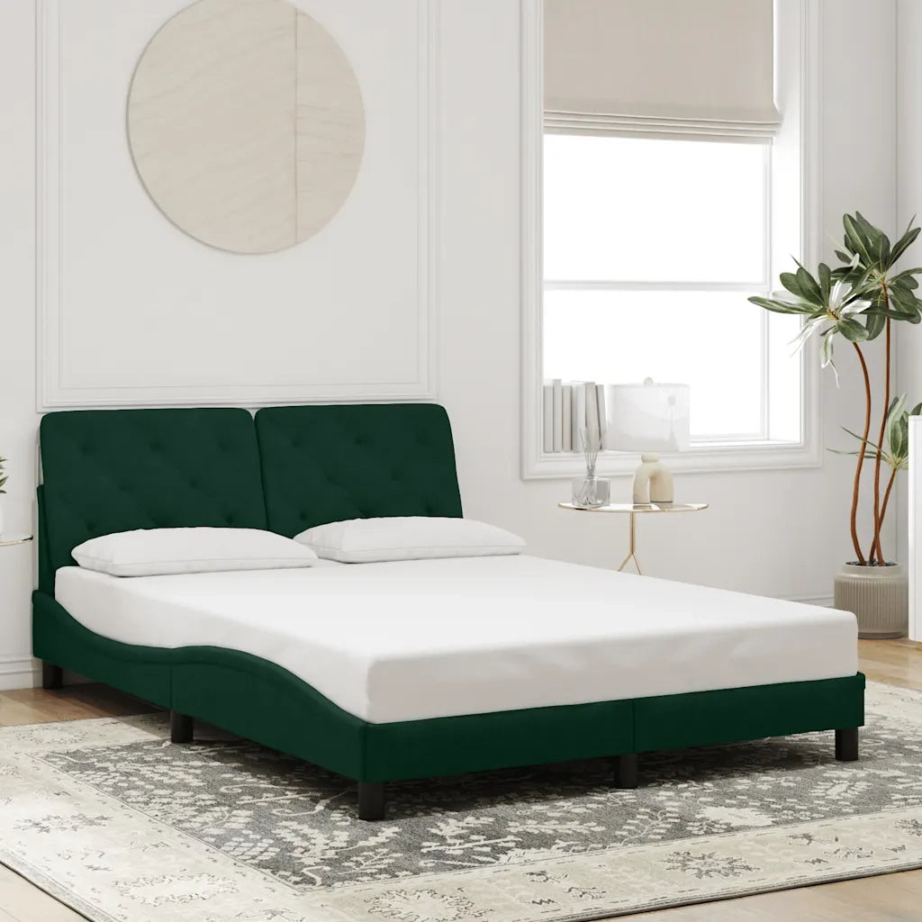 Letto matrimoniale | Letto per adulti | Giroletto senza Materasso Verde Scuro 140x190 cm in Velluto