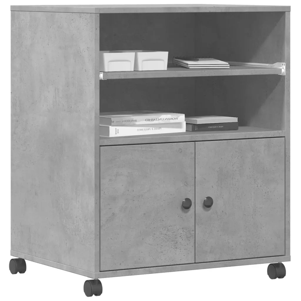 Supporto per Stampante con Ruote Grigio Cemento 60x48x74 cm 840635