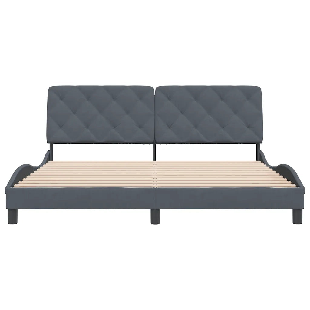 Letto matrimoniale | Letto per adulti | Giroletto senza Materasso Grigio Scuro 180x200 cm Velluto