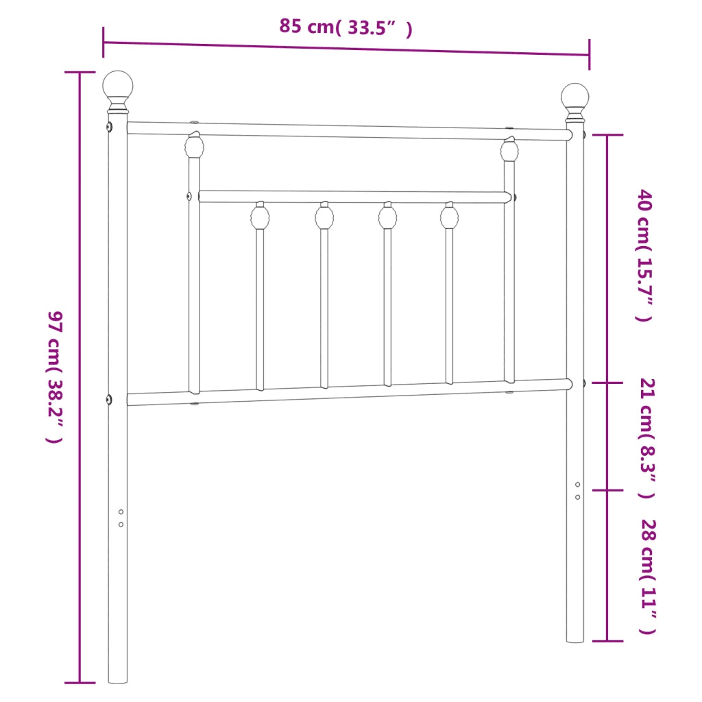Testiera di Ricambio in Metallo Nero 80 cm 353564