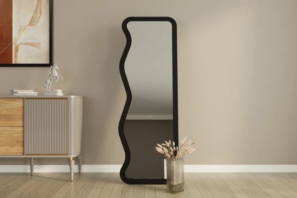 Specchio in legno "Asel" - 50 x 160 cm - Nero