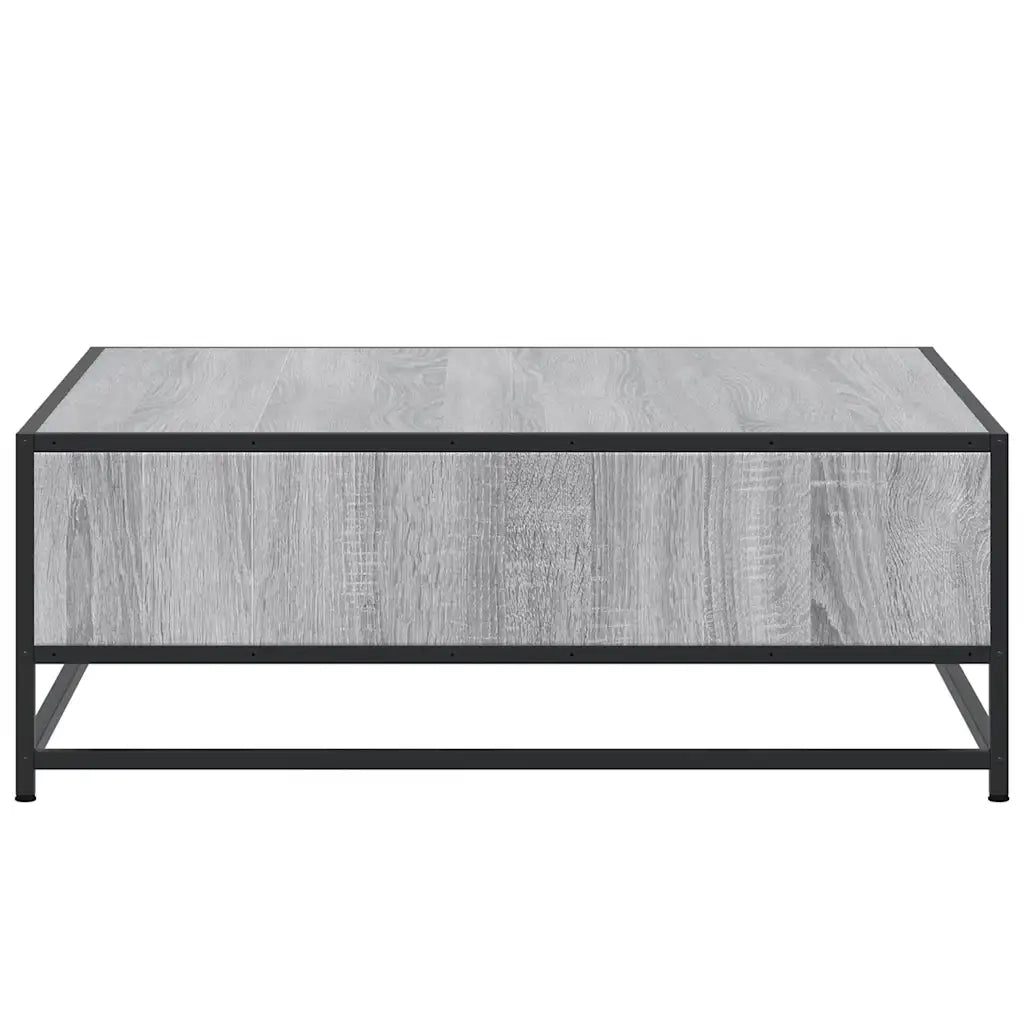 Tavolino-Tavolino da soggiorno-Tavolo Grigio Sonoma 80x80x30 cm in Truciolato e Metallo