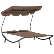 LETTINO MATRIMONIALE 2 POSTI REGOLABILE DA ESTERNO 200 X 170  X 134 CM MARRONE