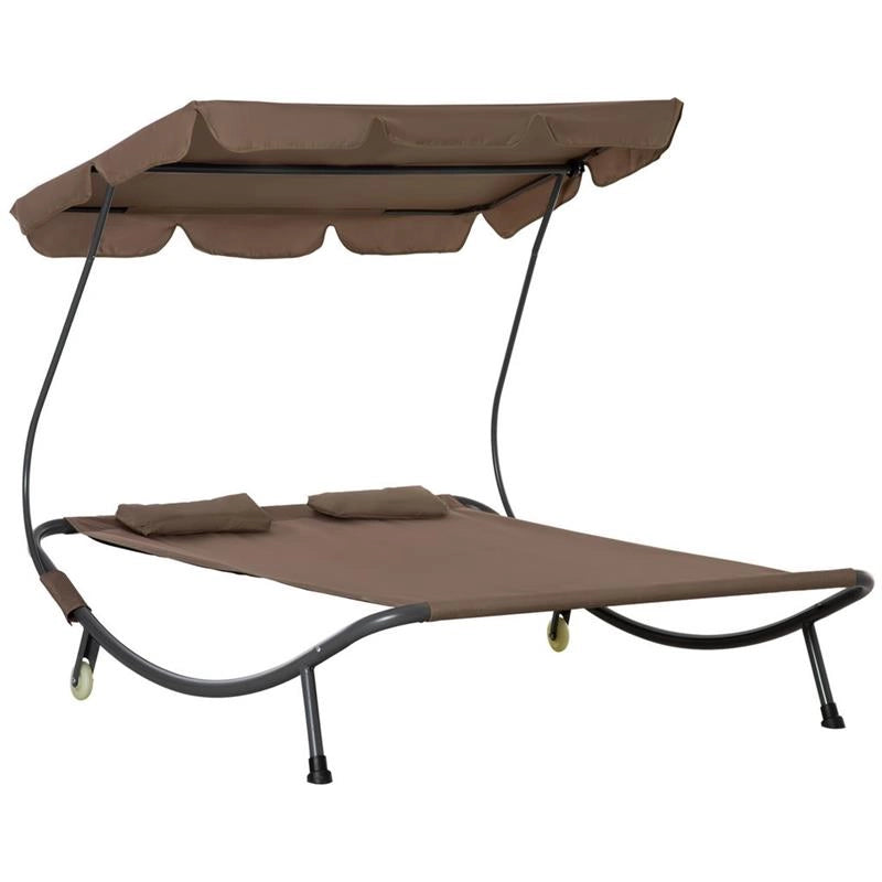 LETTINO MATRIMONIALE 2 POSTI REGOLABILE DA ESTERNO 200 X 170  X 134 CM MARRONE