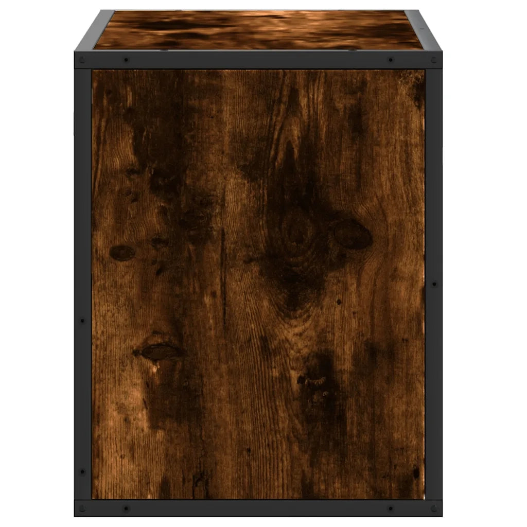 Mobile porta TV a parete dal design industriale 60 x 31 x 39,5 cm ampio vano contenitore legno composito finitura rovere affumicato 02_0049622