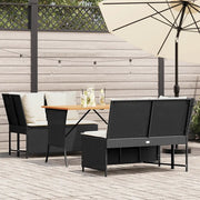 Set Divani da Giardino 3 pz con Cuscini in Polyrattan Nero 3365341