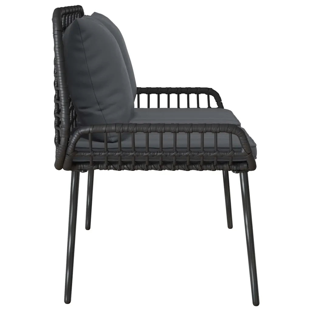 Panchina da giardino Nero e antracite polyrattan