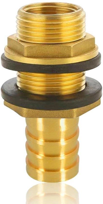 Porta acqua in rame - Regolazione porta acqua 1/2 pollici x 3/8 pollici - Tubo di scarico 12 mm - Bordo esterno/interno - Adatto per serbatoi d'acqua - Materiale di alta qualità - Regolazione porta acqua