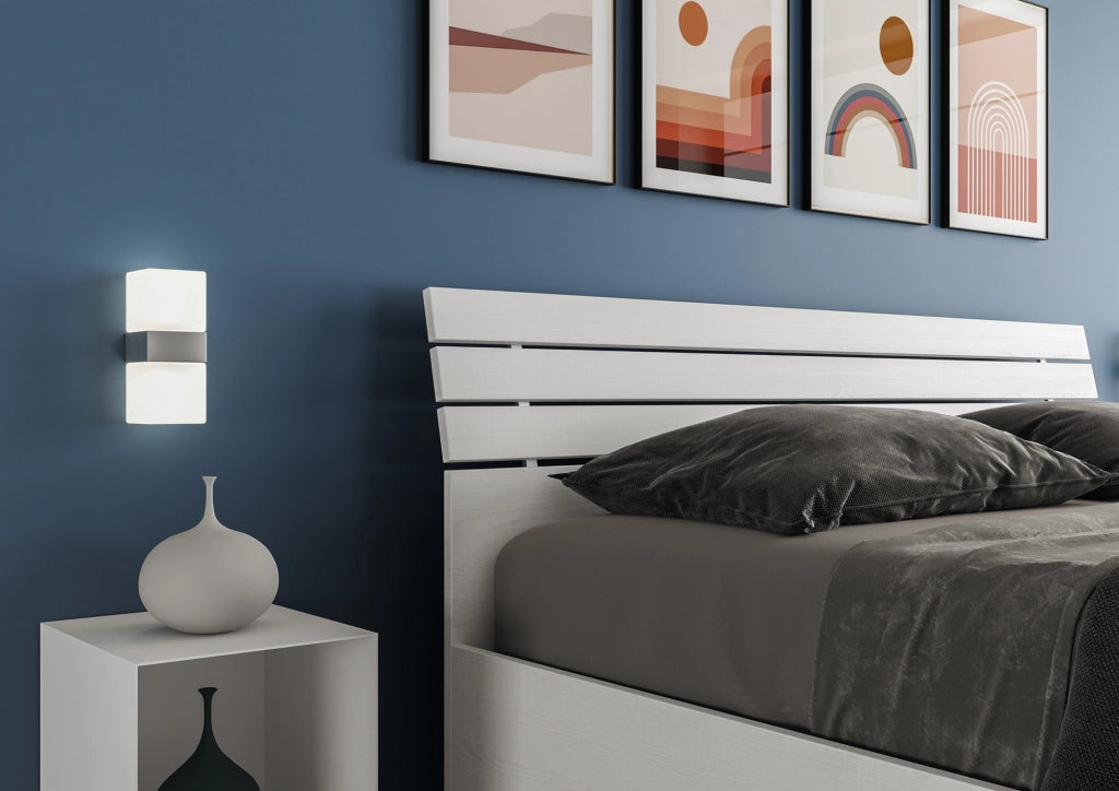 BS COM Letto matrimoniale con rete 160x200 bianco frassino