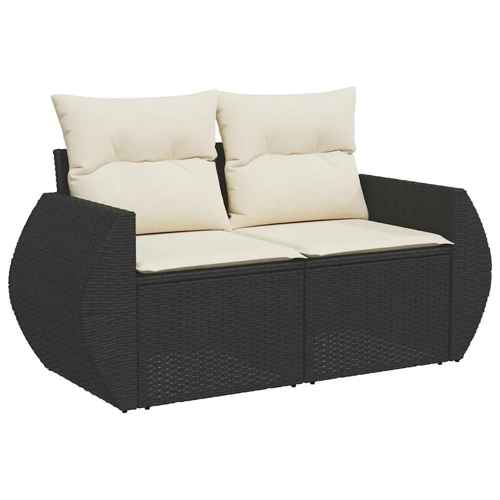 Set Divano da Giardino 11 pcs Nero Poly Rattan