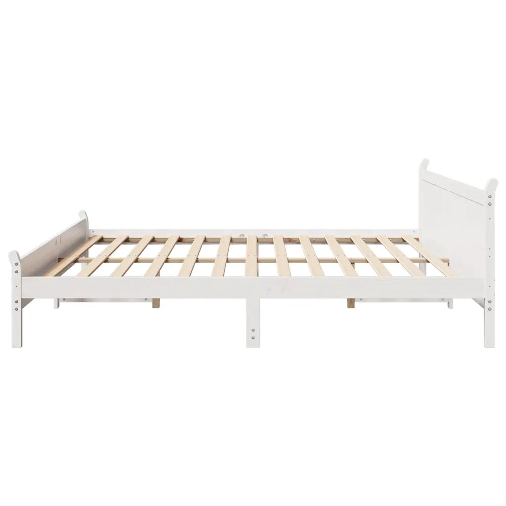 Giroletto senza Materasso Bianco 200x200 cm Legno Massello Pino 3309723