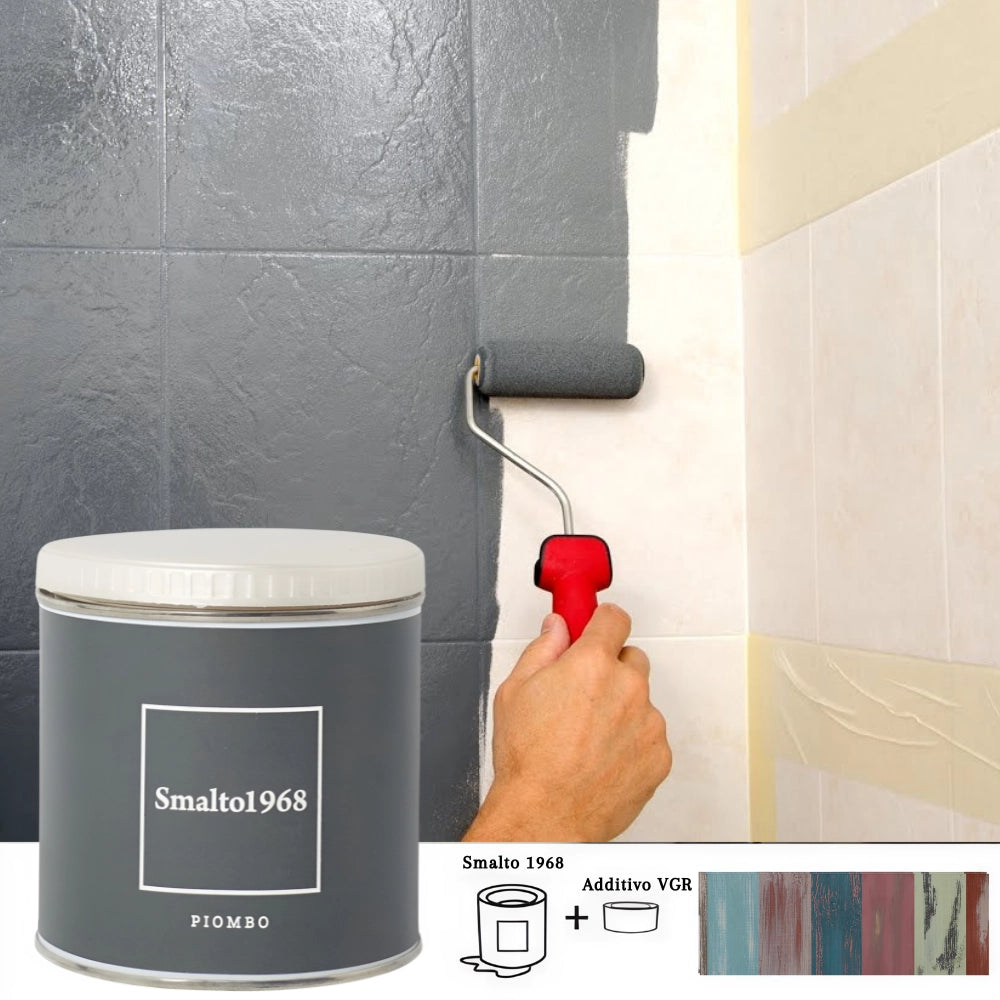 Smalto1968 base acqua vgr piastrelle ceramiche supporti difficili l 0.5 *** colore- piombo, confezione 1