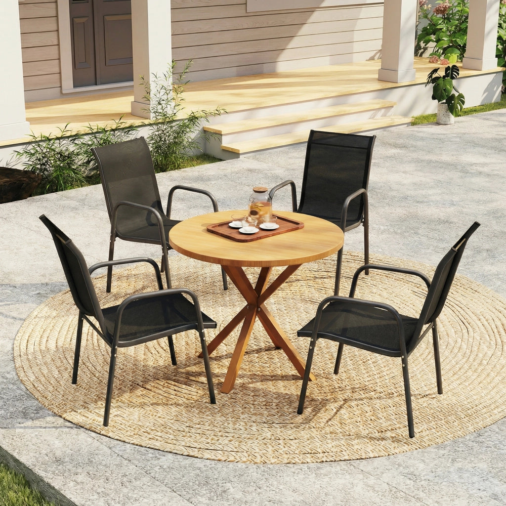 Sedia da pranzo con braccioli ¨C Minimal ¨C set 4 pezzi, impilabile, esterno, nero