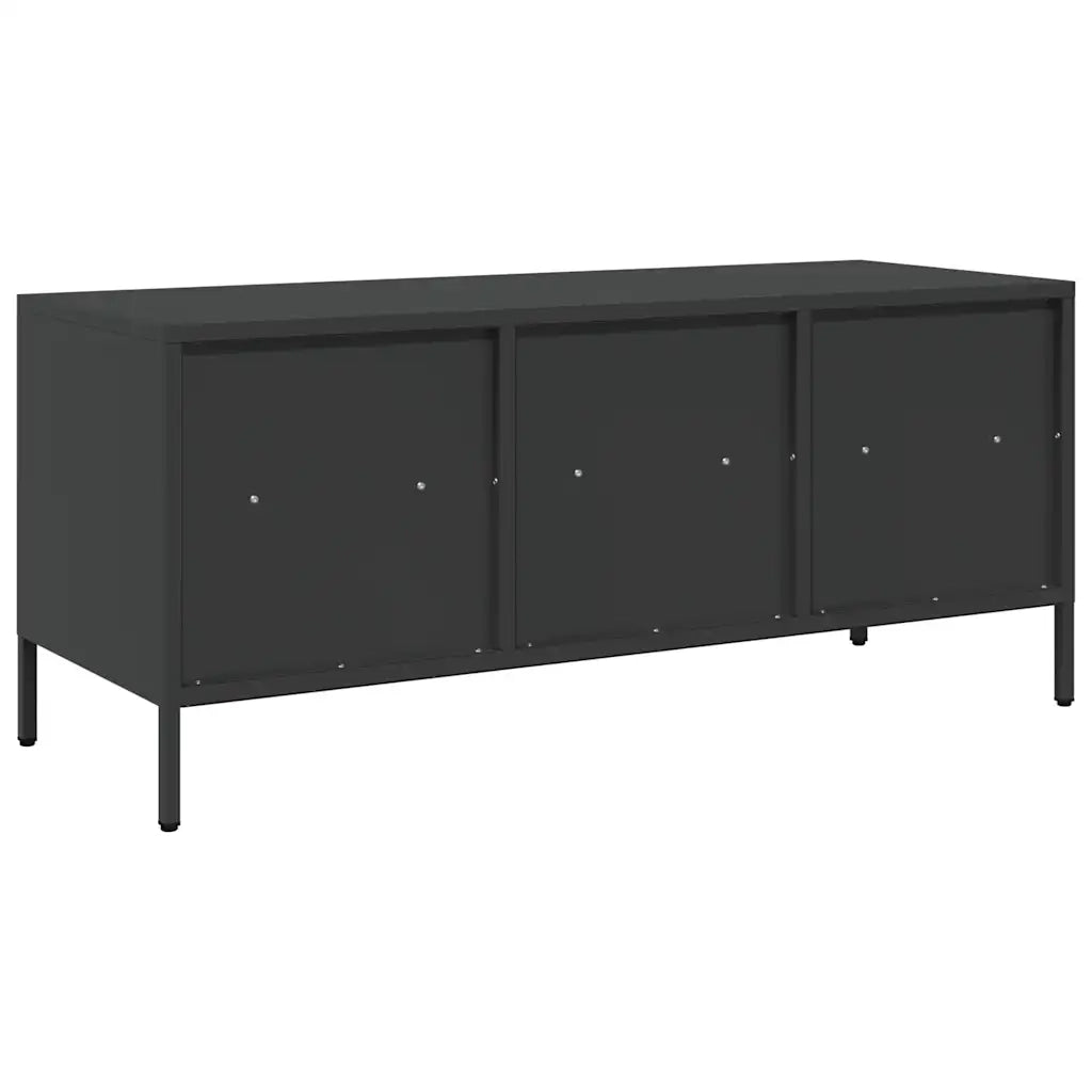 Mobile TV Nero 101,5x39x43,5 cm in Acciaio Laminato a Freddo 851322