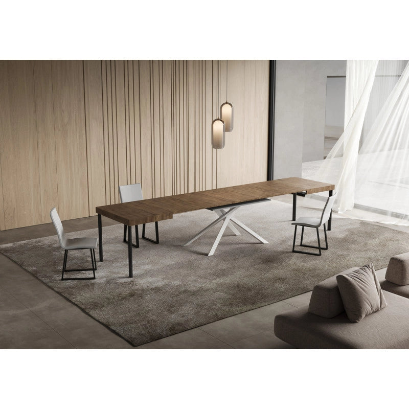 Tavolo allungabile 120/380x90 cm Niket telaio Bianche - Noce