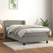 Giroletto a Molle con Materasso-Struttura Letto con Materasso Grigio Chiaro 100x200cm Velluto 141656