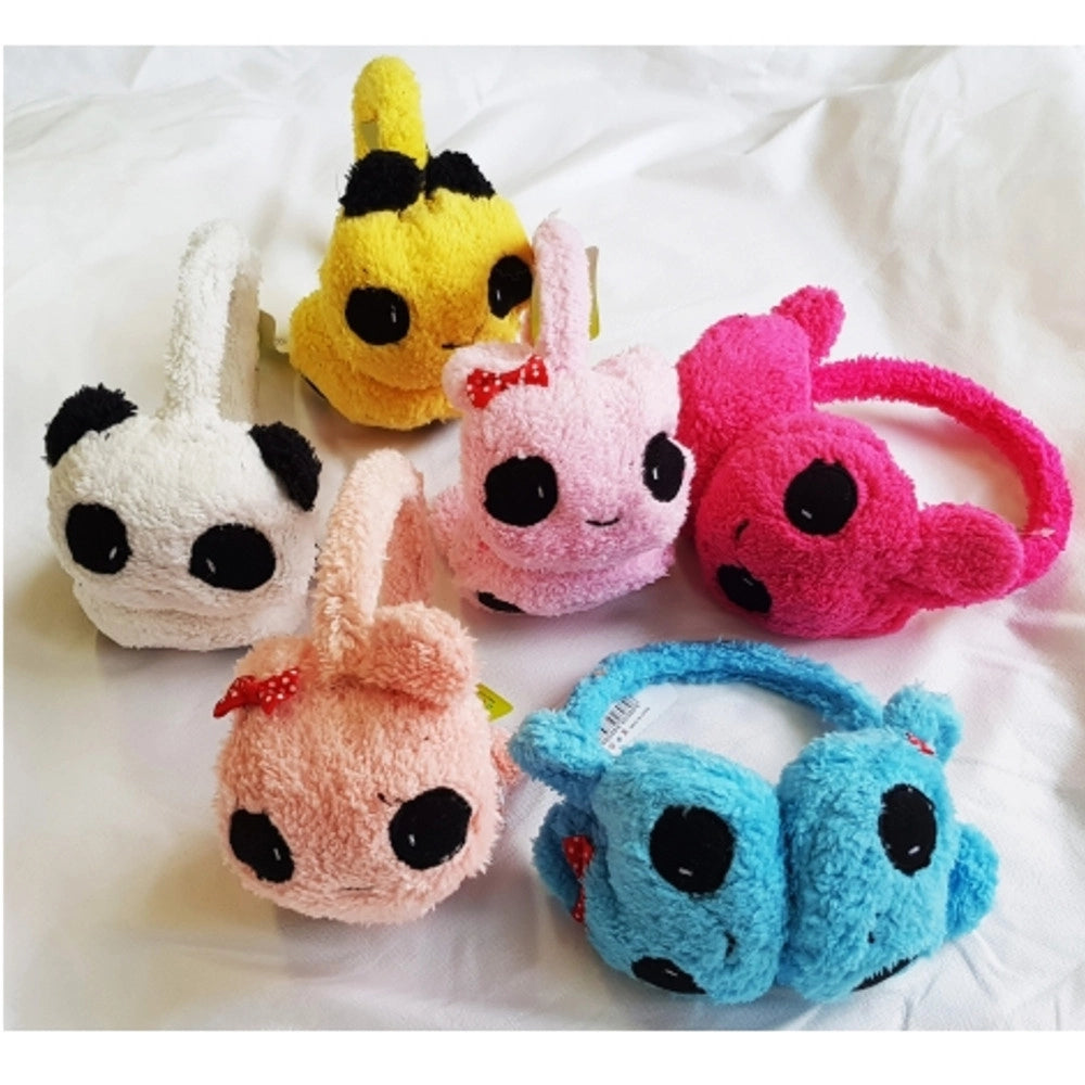 Trade Shop - Paraorecchie Panda Fiocco Vento Freddo Imbottite Pelo Peloso Per Bimbe Ragazze -