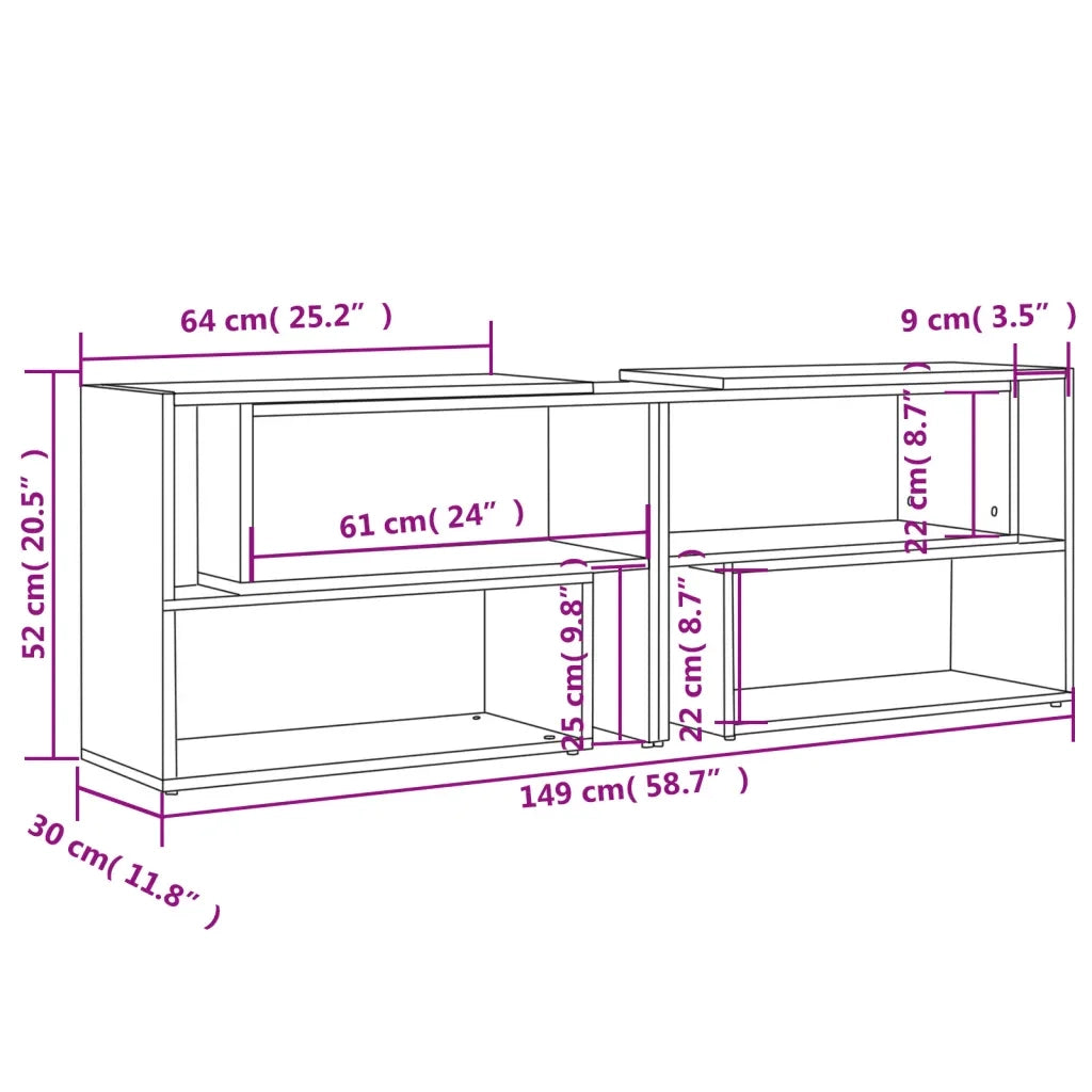 Mobile Porta TV Grigio Lucido 149x30x52 cm in Legno Multistrato 808367