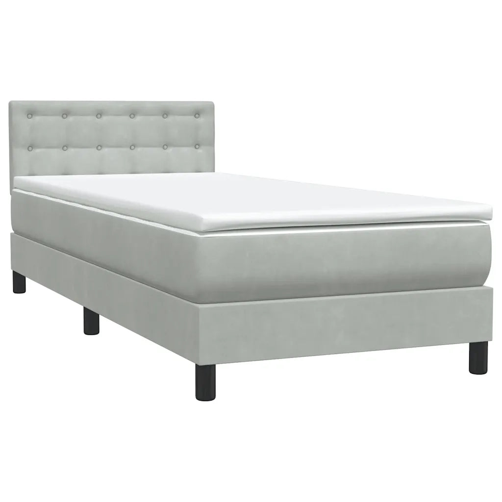 Giroletto a Molle con Materasso Grigio Chiaro 80x210 cm Velluto 3316569