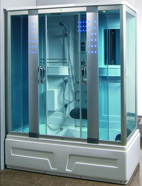 Cabina doccia con vasca idromassaggio, sauna bagno turco, fm, cromoterapia 160x85 full optional Sicorage Roxul