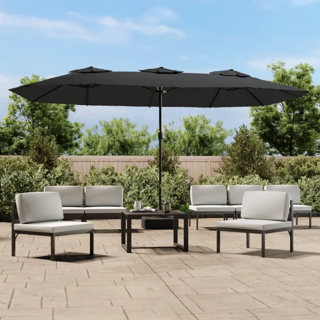 Ombrellone a Doppia Testa con LED Antracite 449x265 cm 362955