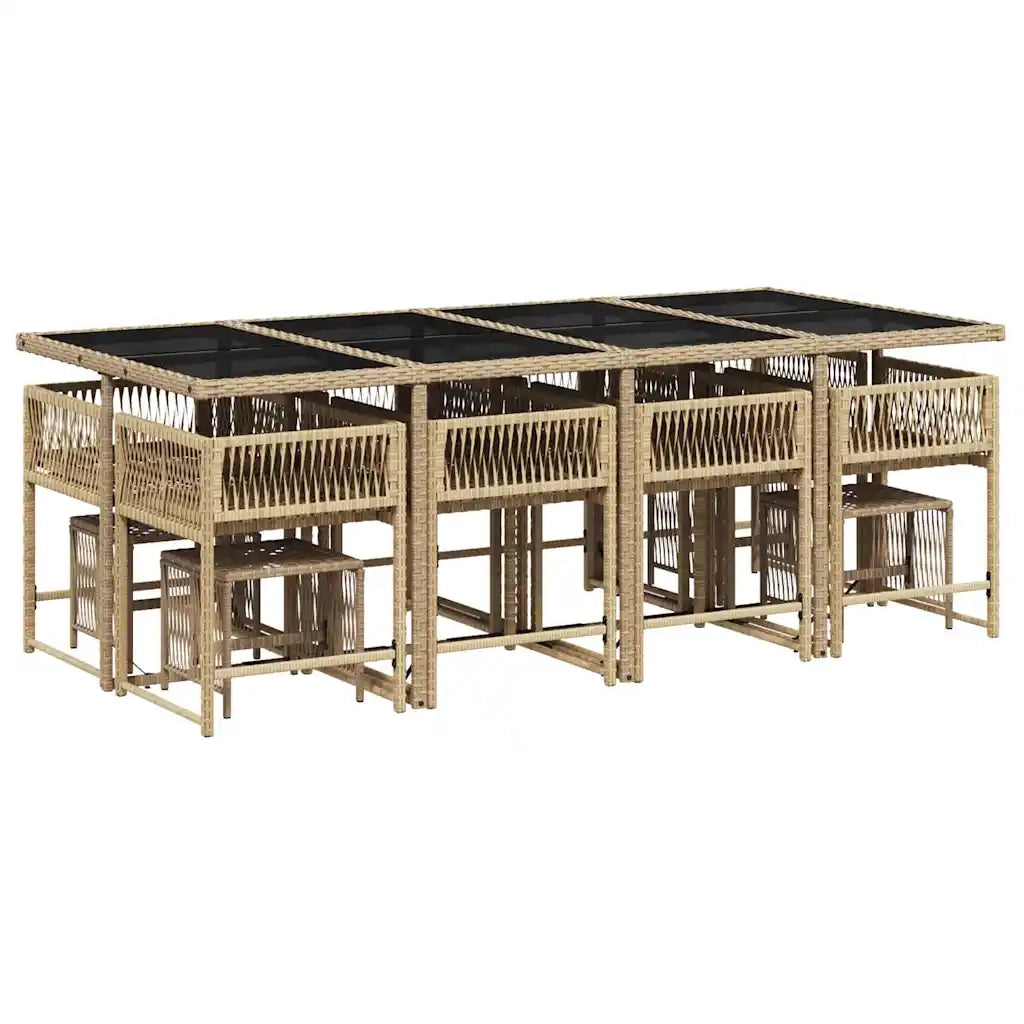 Set Pranzo da Giardino 13 pz con Cuscini Beige Misto Polyrattan 3211524