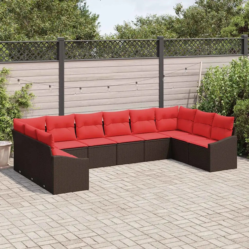 Set di divani 10 pz Marrone polyrattan 3346904