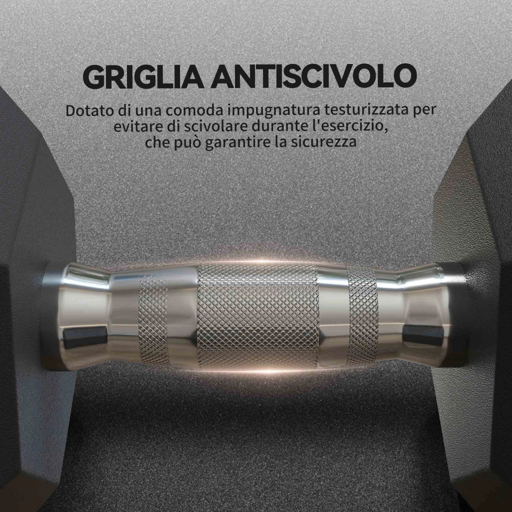 Manubri Esagonali 15 kg ¨C Minimal ¨C Acciaio e Gomma, Nero, ?15.5x33.6 cm