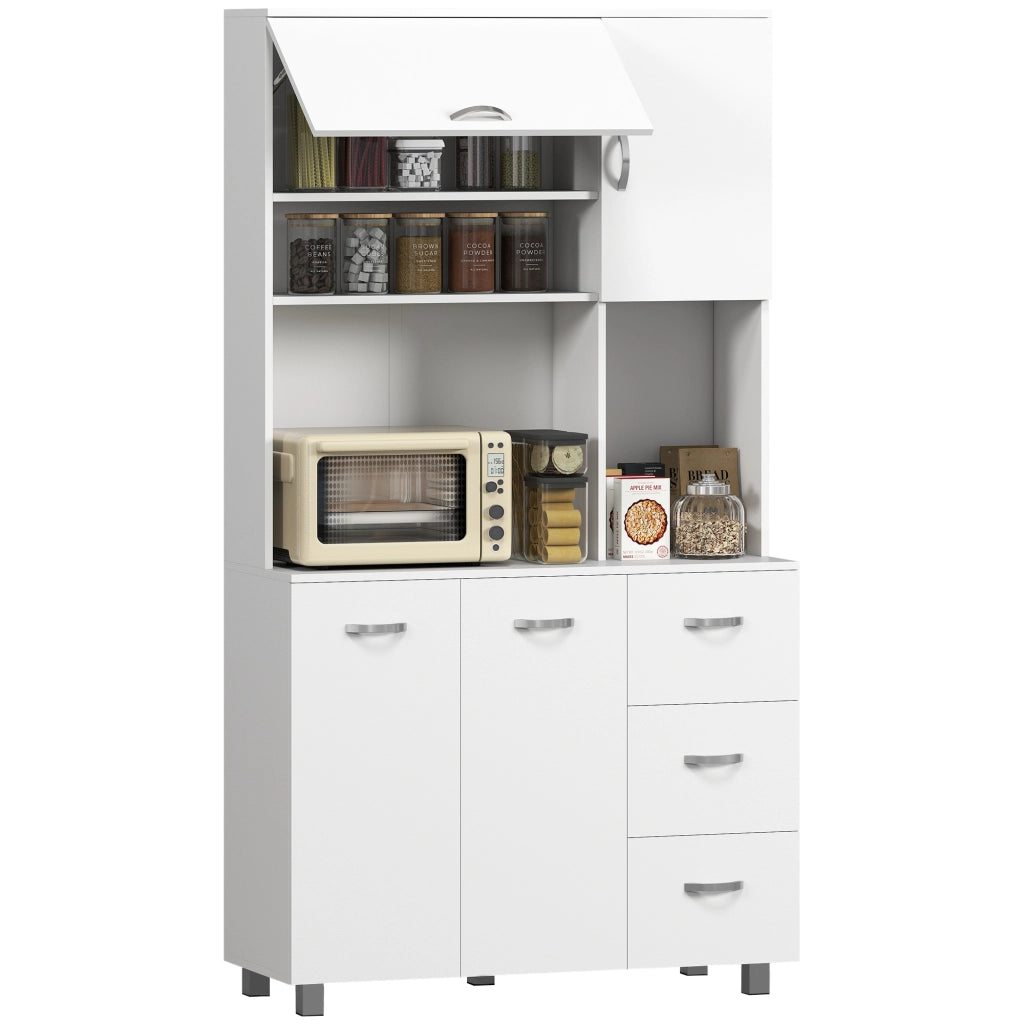 Credenza con Cassetti e Ripiani Aperti ¨C Minimal ¨C Bianco 100x39.5x183.5cm