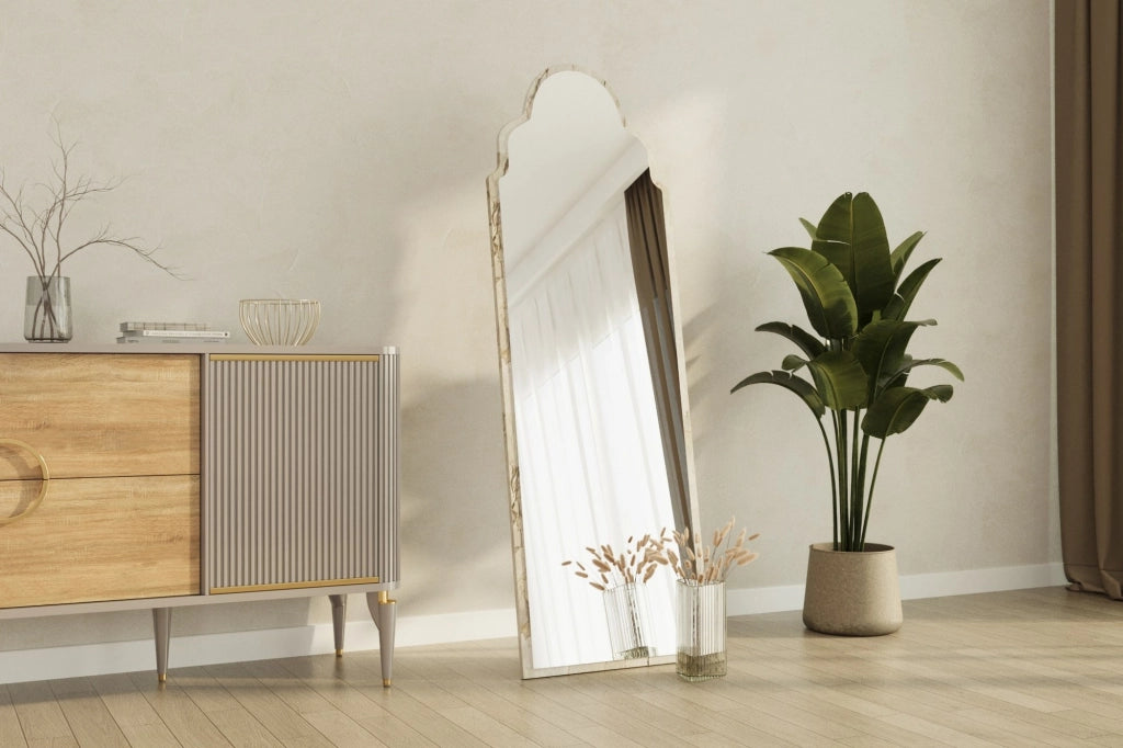 Vitta, Specchio Forma Rettangolare, 50x160h cm Bianco Marmo