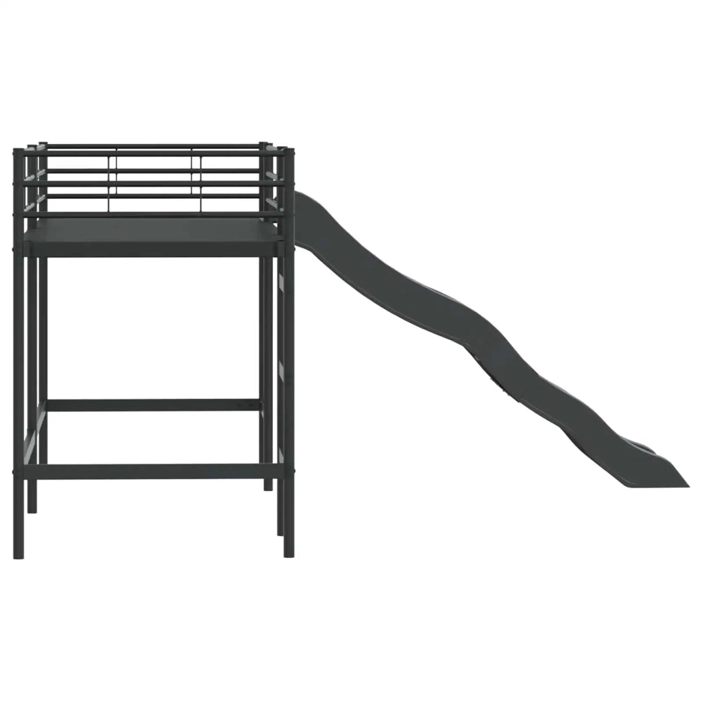 Letto loft per bambini con scivolo Nero e antracite 42020777