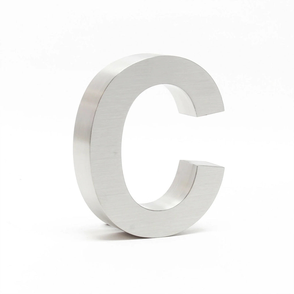 Targa numero civico "c" acciaio sottile 15 cm Arial 3D hardware di montaggio 16_0001436