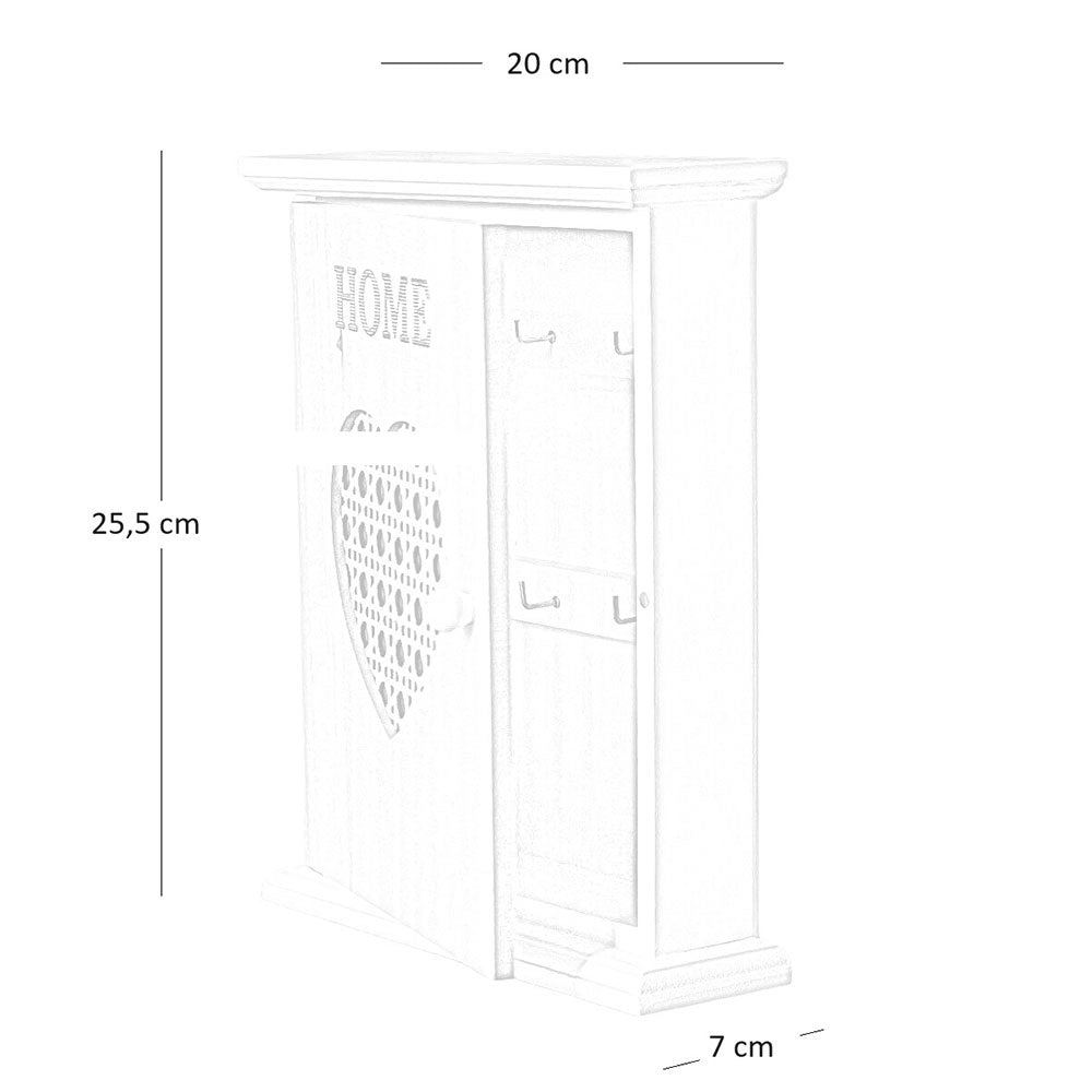 Portachiavi parete casa cassetta portachiavi legno bianco con cuore intagliato