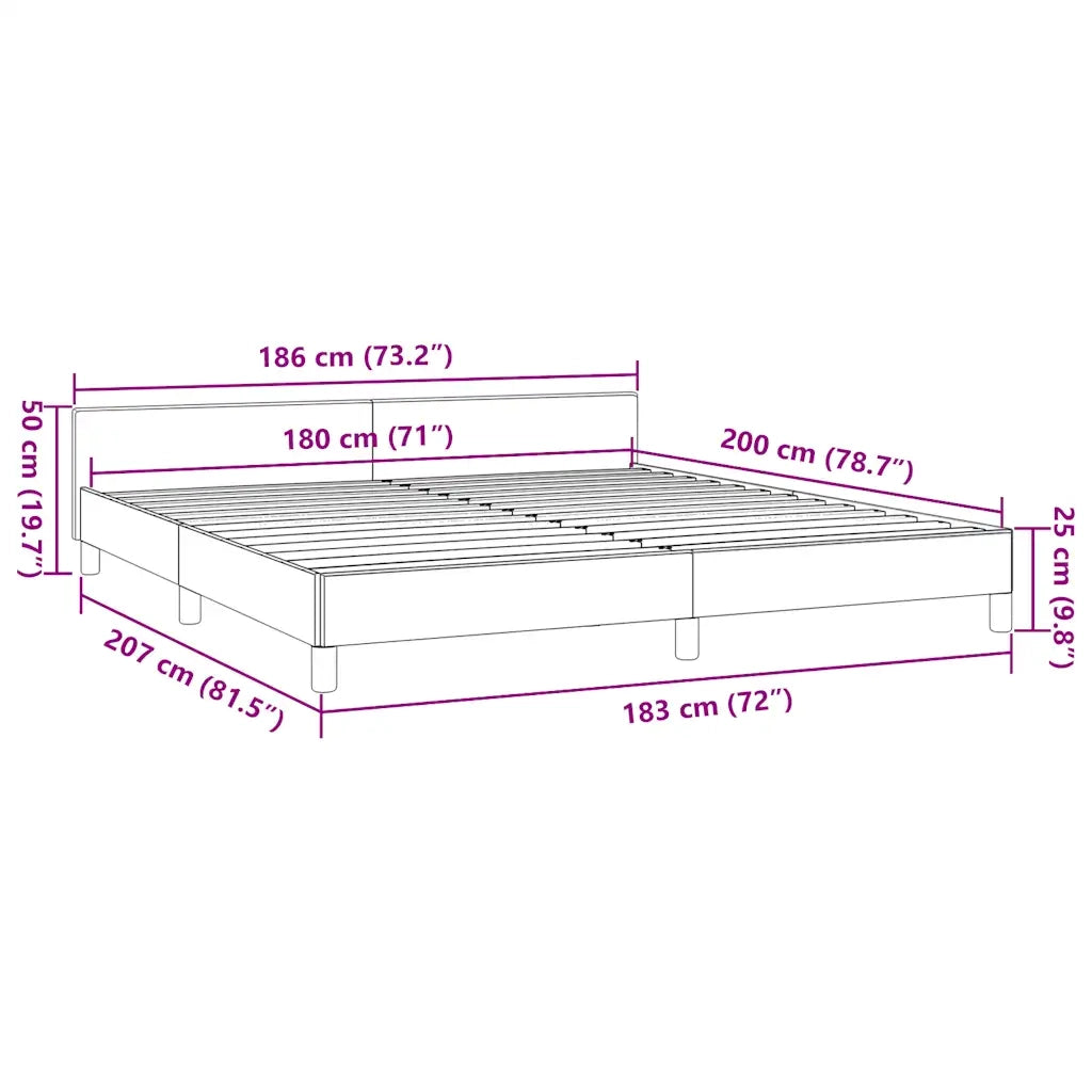 Letto matrimoniale | Letto per adulti | Giroletto con Testiera senza Materasso Nero 180x200 cm