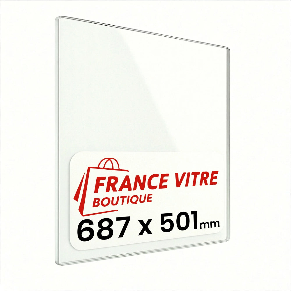 687 x 501 x 4 mm - Vetro per stufa a legna - vetro camino di ricambio - vetro per caminetto resistente al fuoco - France Vitre