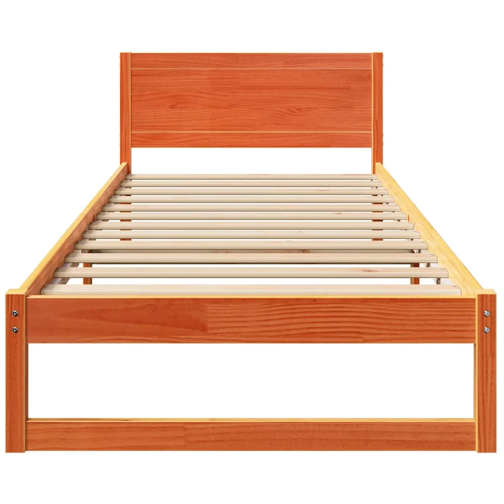 Letto singolo | Letto per adulti | Struttura del letto Marrone cerato 90 x 200 cm Pino massello