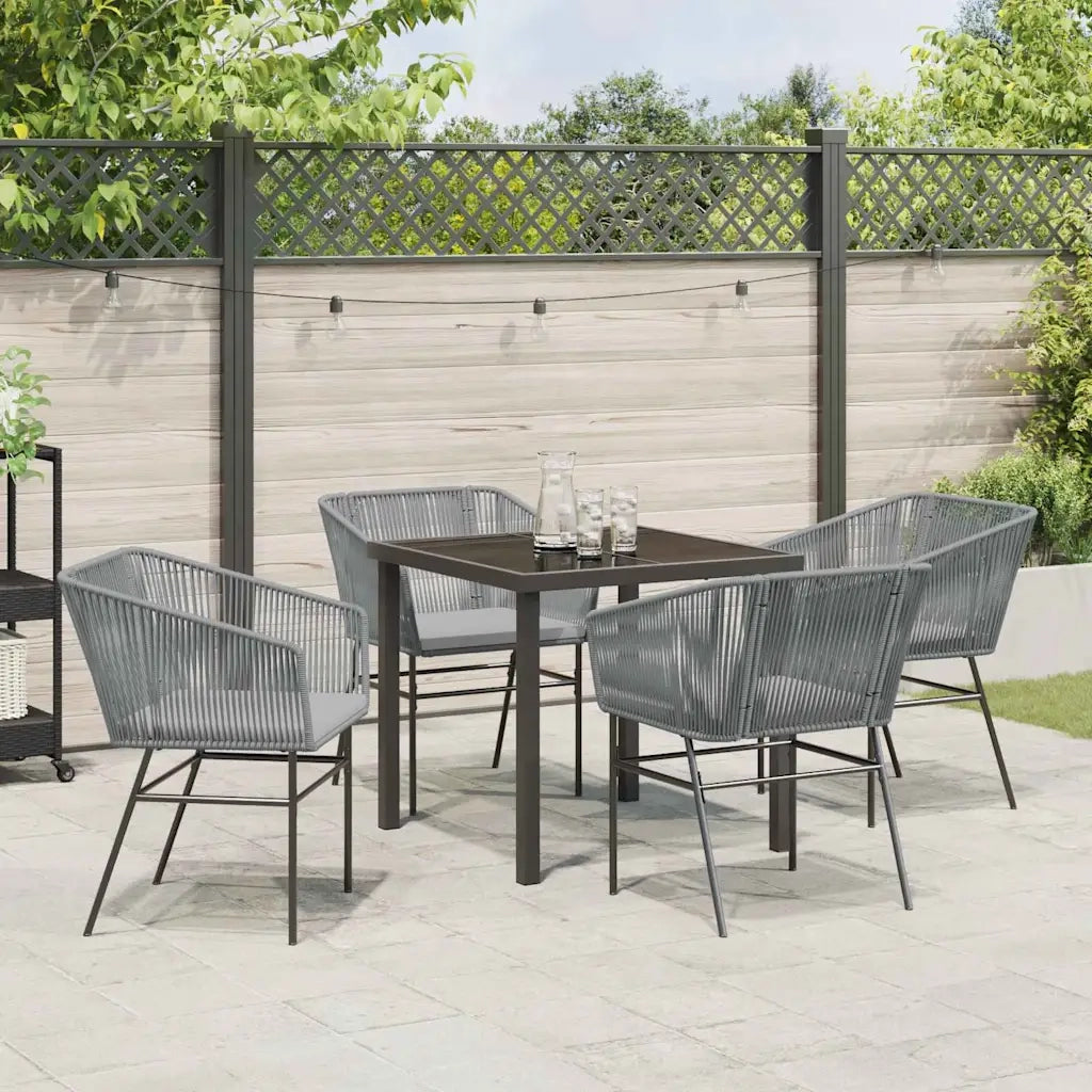 Set da Pranzo per Giardino con cuscino 5 pcs Grigio